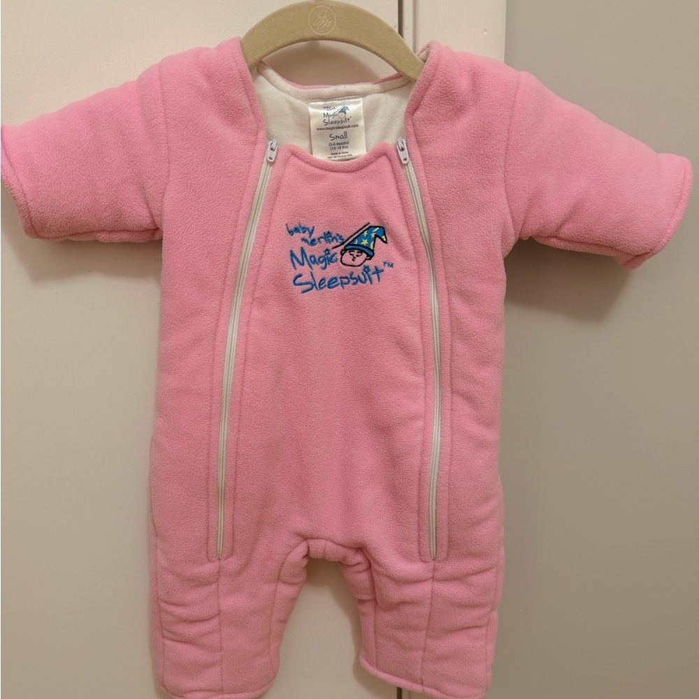 2 Pink Baby Merlin's Magic Sleepsuits Sm & Lg